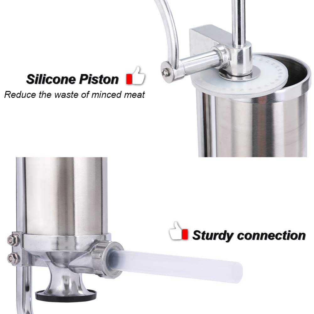 Master Feng Sausage Stuffer, Stainless Steel Homemade Sausage Maker Vertical Meat Filling Kitchen Machine, Packed 8 Stuffing Tub