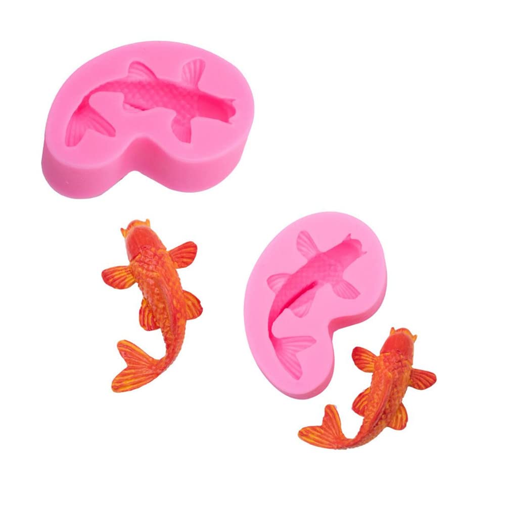 2 Pack Koi Fish Silicone Mold Fish Candy Fondant Mold, 3D Fish Shaped Chocolate Baking Mold Tool For Cake Cupcake Sugar Decorati