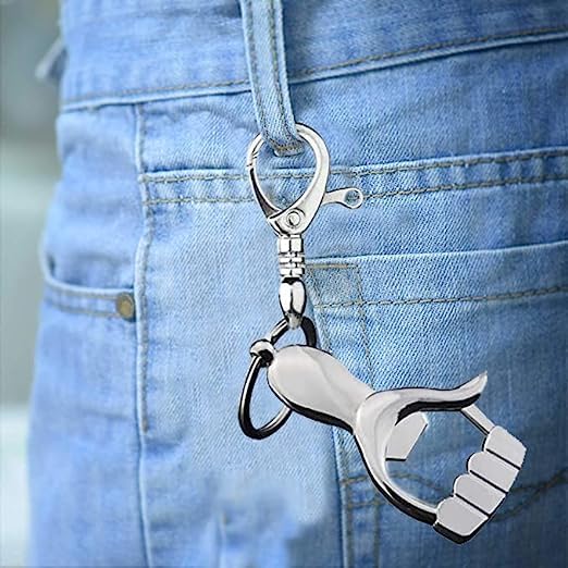 Stealodeal New Multifunctional Metal Key Chain Thumbs Up Hand Bottle Opener Key Ring Silver