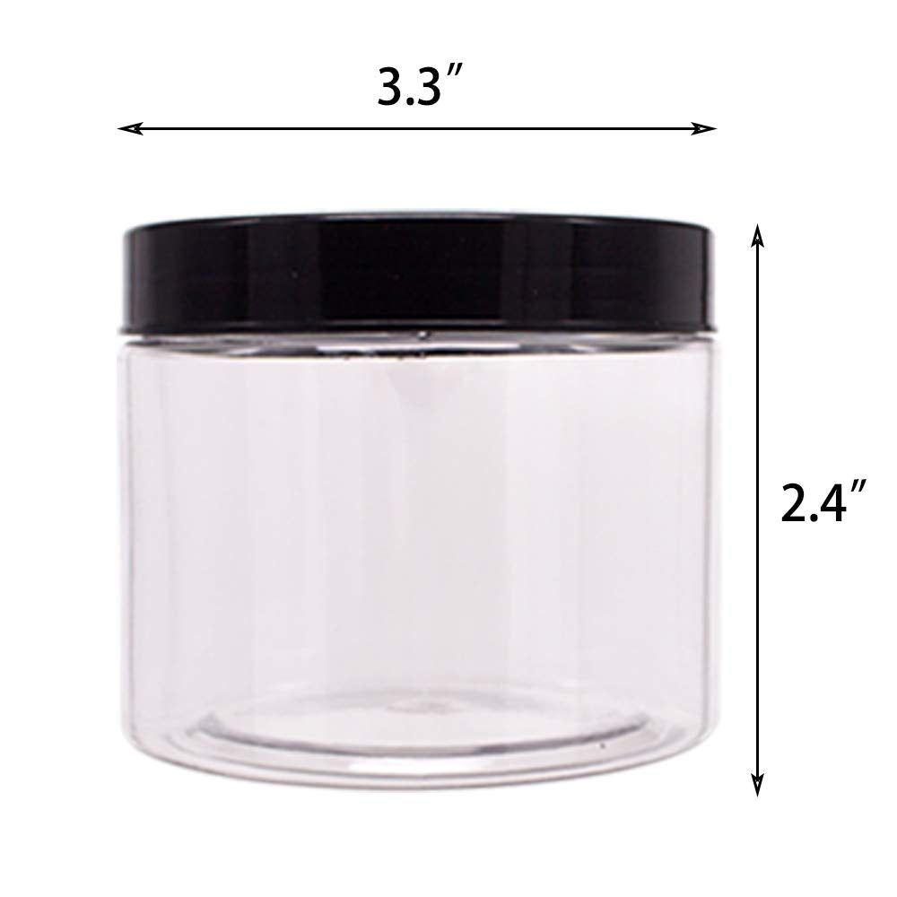 Zmybcpack 24 Pack 8 Oz Round Clear Plastic Jars With Lids, A Spatula, A Pen & Labels - Bpa Free Pet Container For Cosmetics, Cre