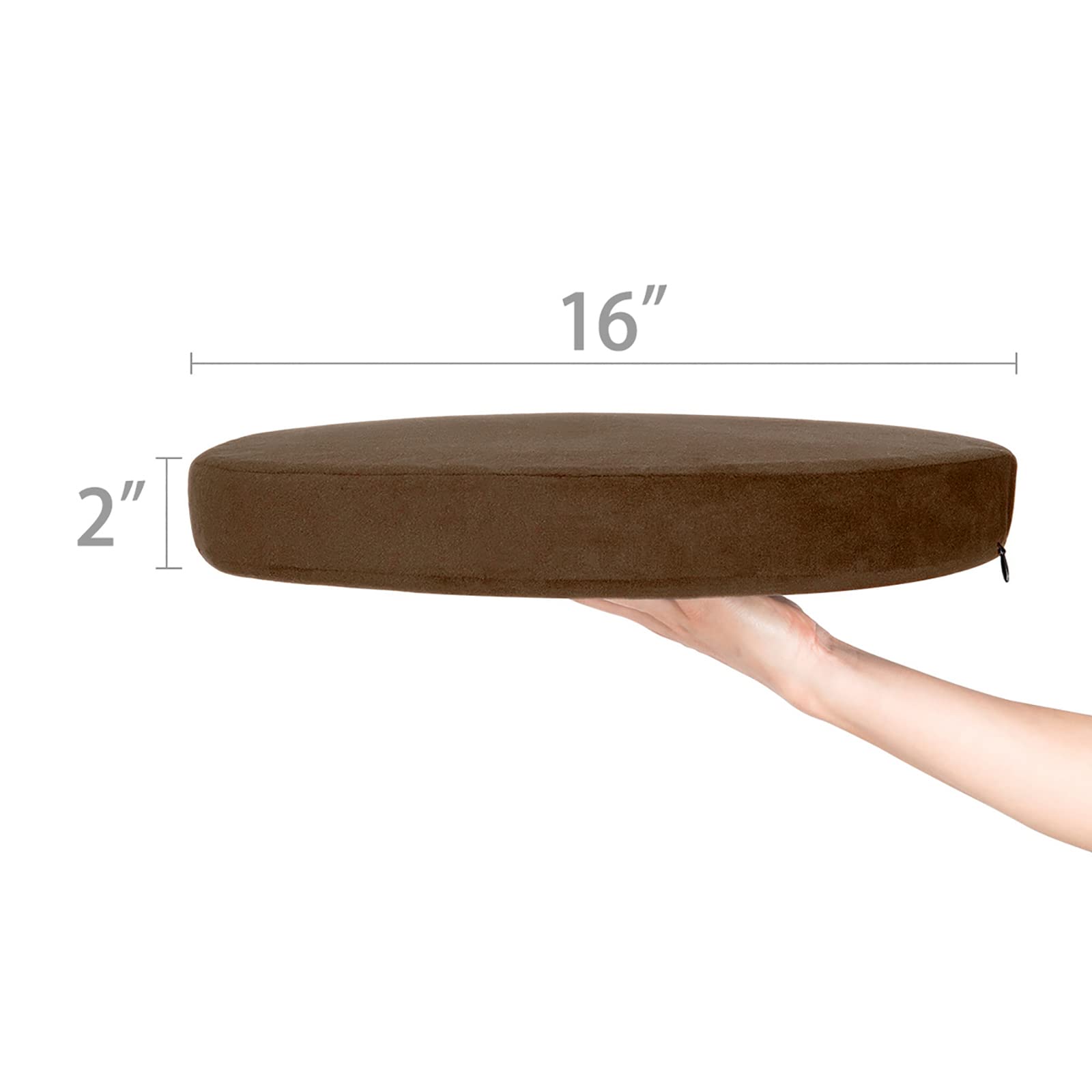 Shinnwa Chair Pad,Round Memory Foam Seat Cushion Lumbar Support Pillow For Chair Brown 16''