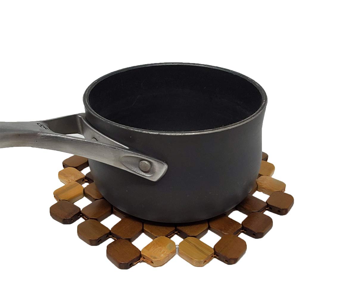 Bamboo Trivet Mat For Hot Dishes (4 Pack) Table Counter Protector, Coaster Hot Tea Or Coffee Pot, Plates & Pans (8 Inch)