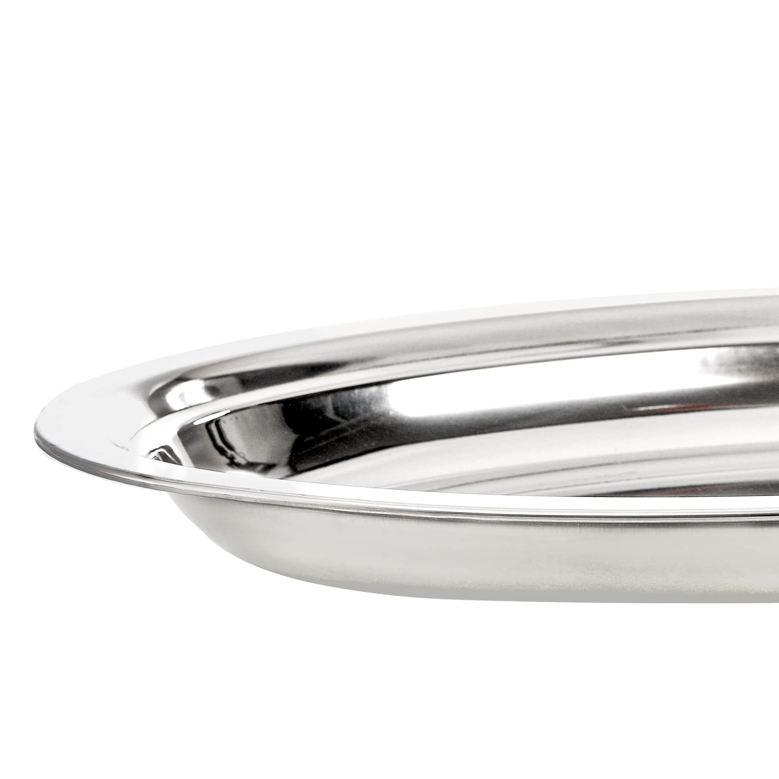 Suwimut 6 Pack Stainless Steel Oval Platter, Heavy Duty Mirror Polish Large Sizzling Platter Serving Tray Fish Plate For Steamin