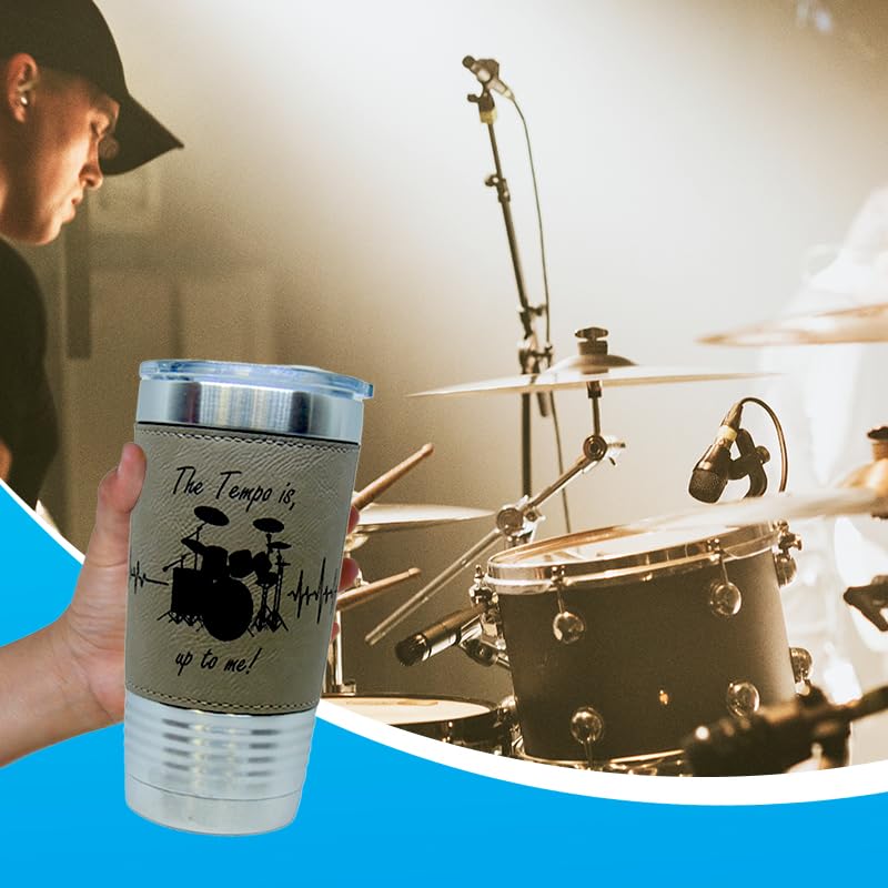Drummer, Drum Player Vacuum Insulated Tumbler 20 Oz Stainless-Steel Vacuum Mug For Travelling, Concerts, Outdoors - Brown