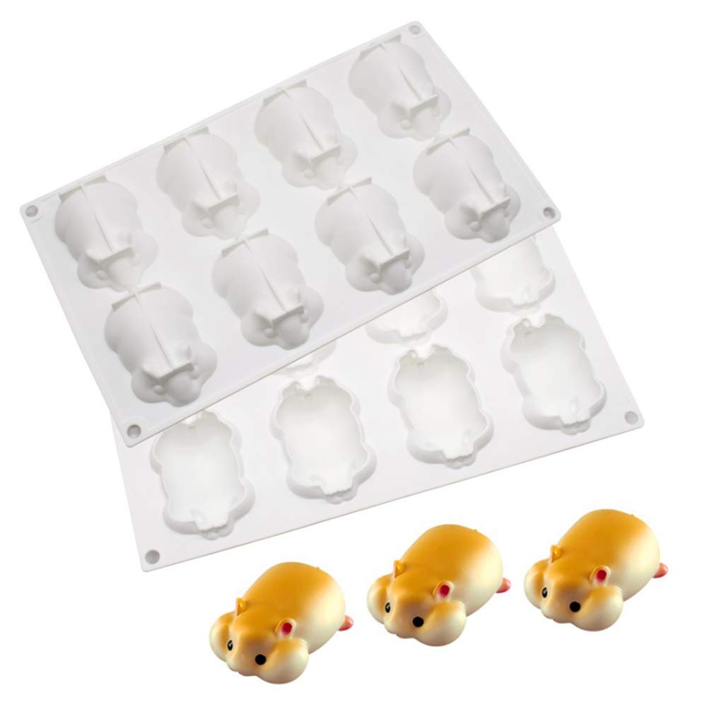 8 Cavities Small 3D Hamster Shape Silicone Mold Cake Baking Tray Dessert Mousse Cake Mold For Pastry Brownie Jelly Truffle Puddi