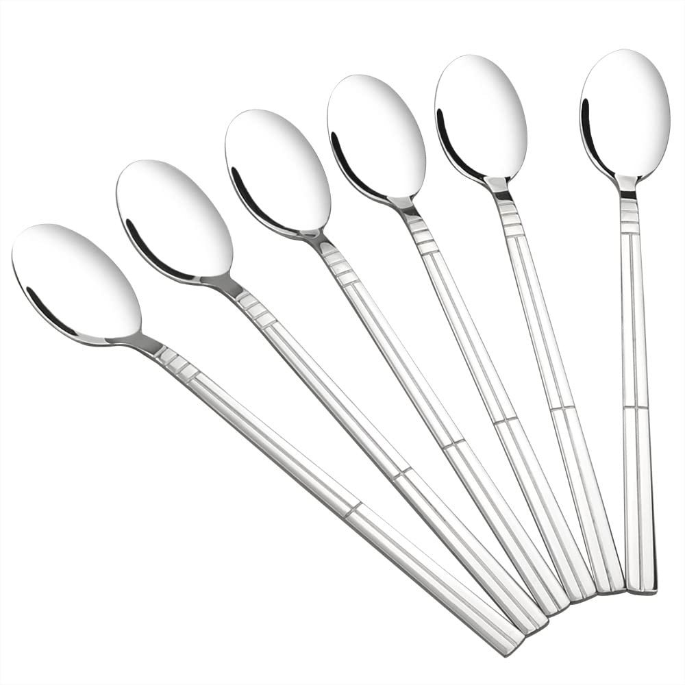 Saedy 12 Pieces Long Handle Tea Spoons, Stainless Steel Milkshake Mixing Spoon