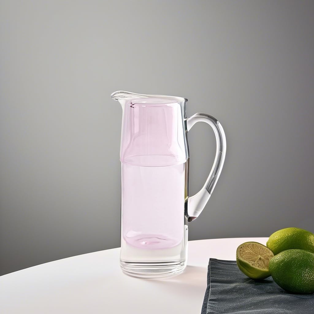 Rocktrend Clear Glass Bedside Night Water Carafe Tumbler Set, Pitcher And Cup Night Set