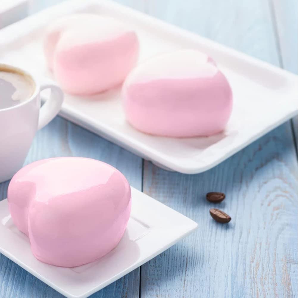 Arcemain 2 Pcs Heart Shaped Mold, Love Heart Cake Mould 3D Heart Shaped Mould 8 Cavities Heart Shaped Mold For Diy Chocolate Pas
