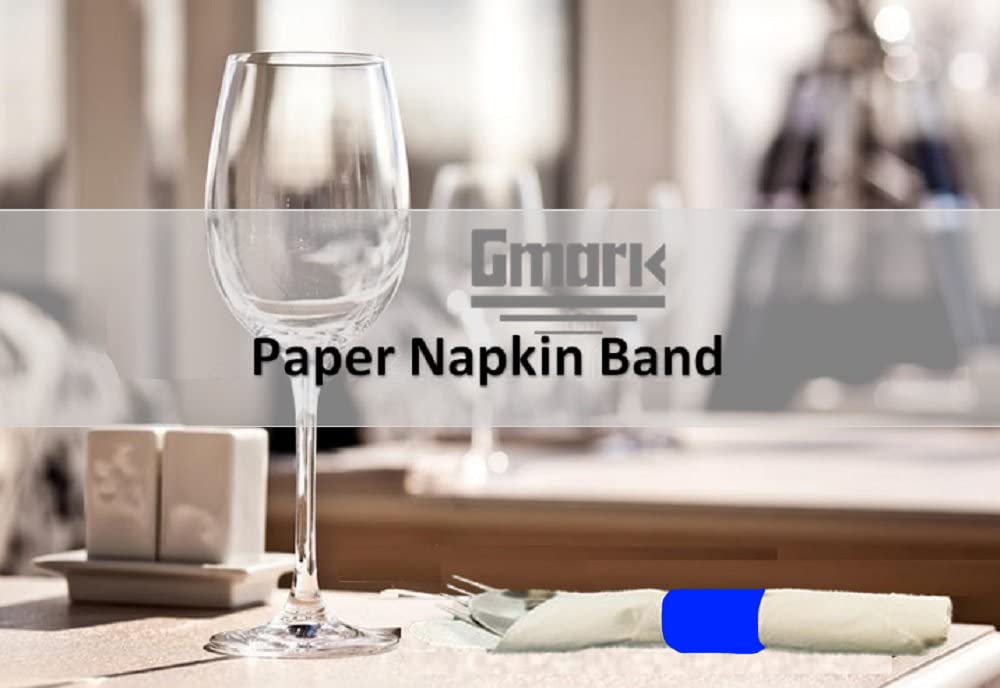 Gmark Paper Napkin Band Box Of 2500, Paper Napkin Rings Self Adhesive (Navy Blue)