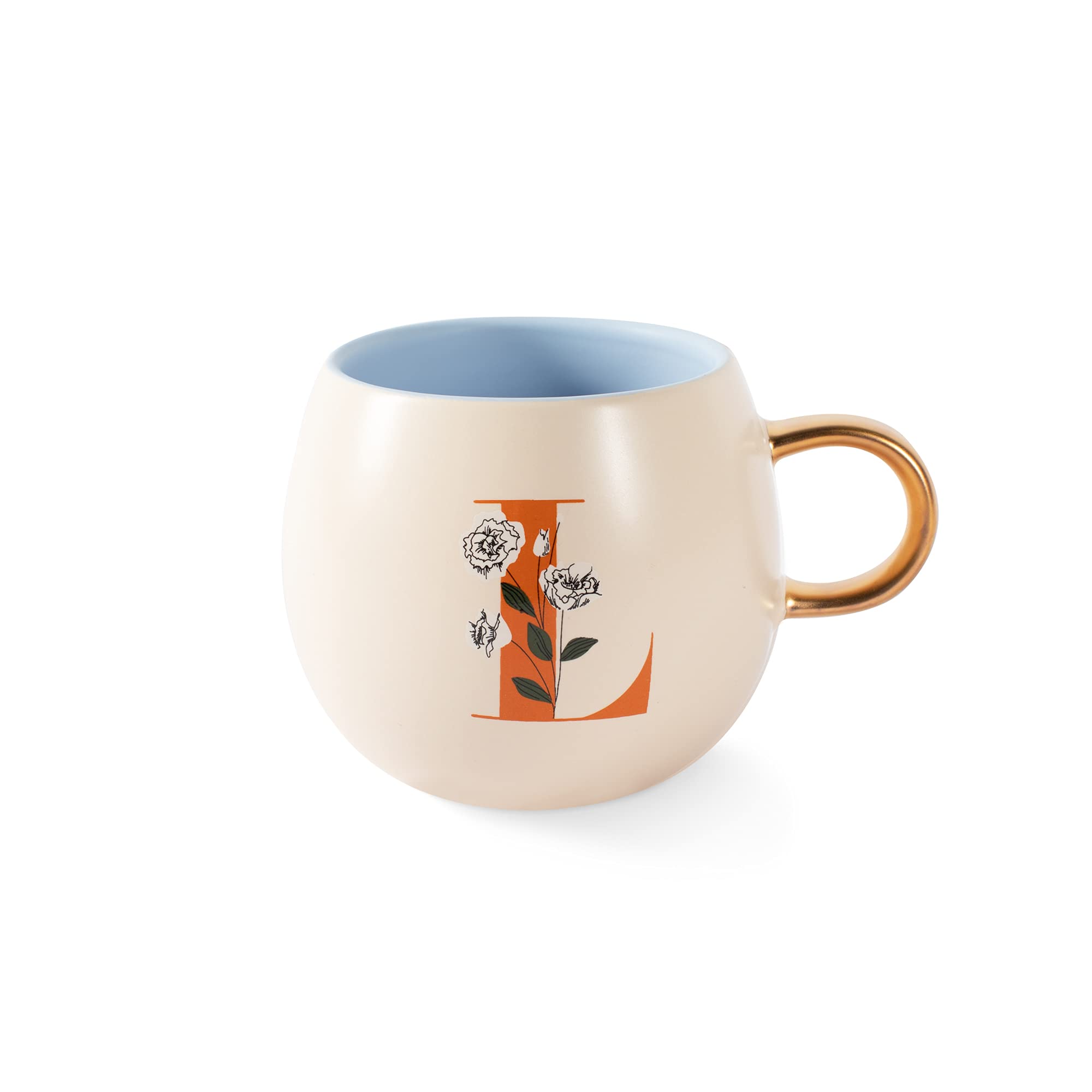 Fringe Studio Floral L Stoneware Mug, 14 fl oz, Cream