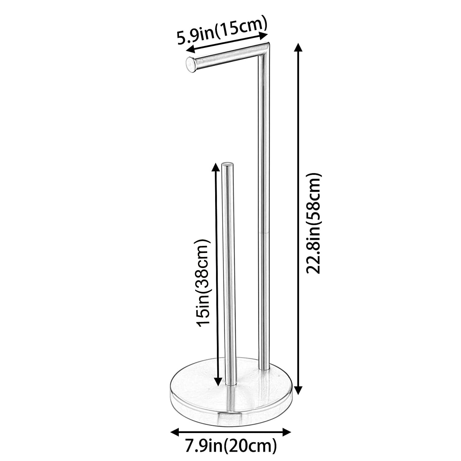 Toilet Paper Roll Holder Stand, Newrain Bathroom Free Standing Toilet Tissue Paper Roll Holder Stand With Reserve Function,Brush