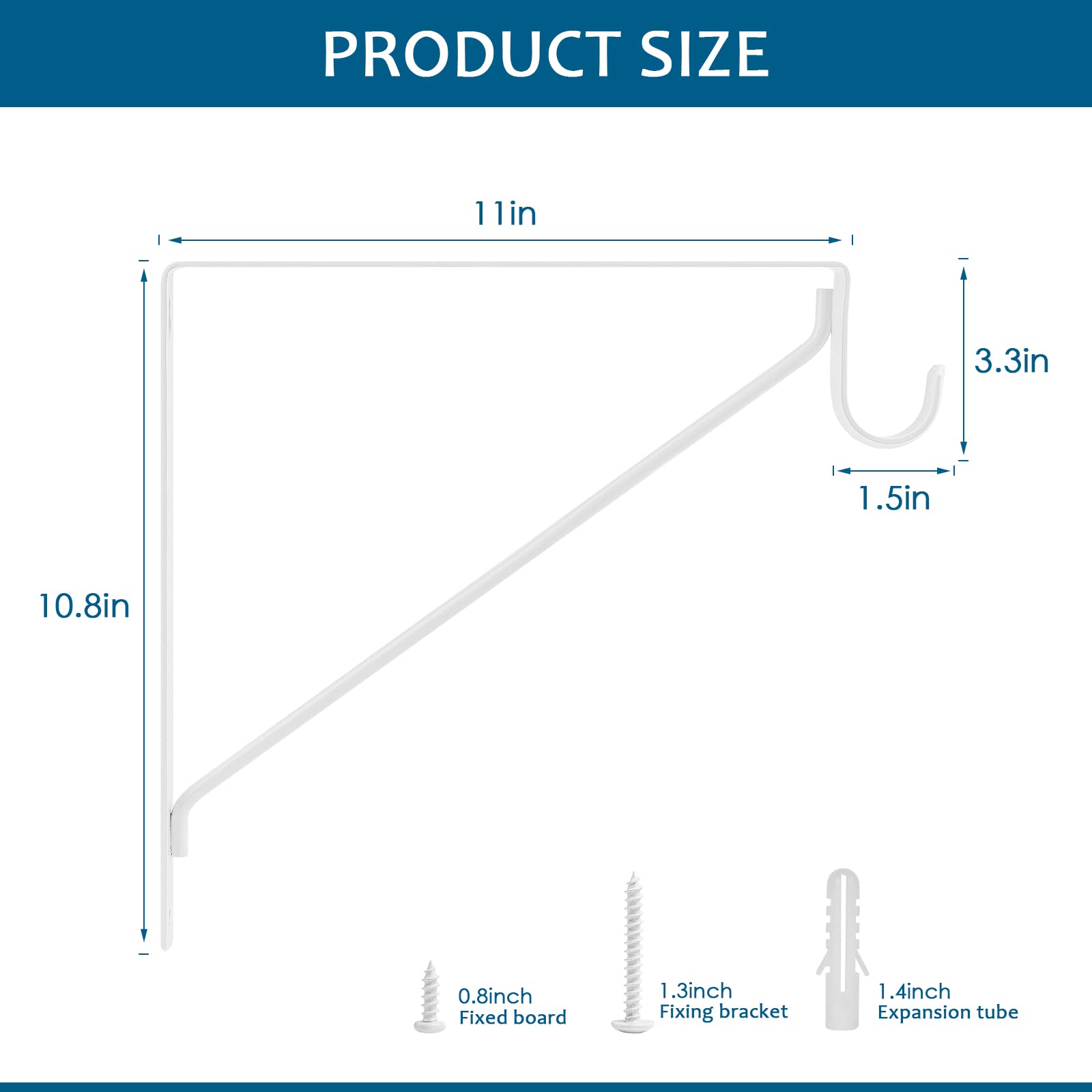 4Pcs Heavy Duty Wall Closet Rod Brackets 11 X 11 Inch, 1-3/8Inch Diameter Shelf And Rod Bracket Holder For Home And Closet Decor