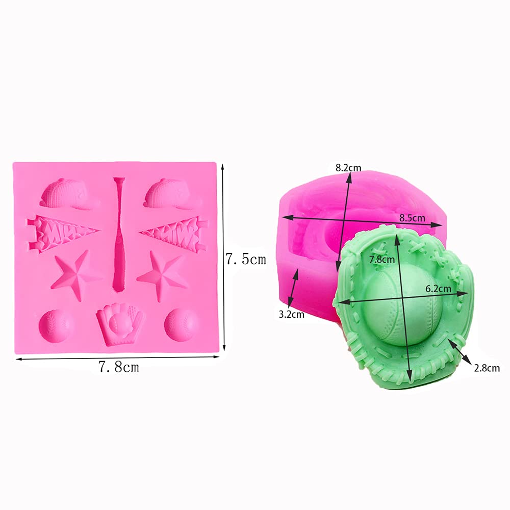 2 Pcs Baseball Softball Glove Silicone Molds Set For Fondant Candy Making Chocolate Mold Lollipop Desserts Ice Cube Gum Clay Soa