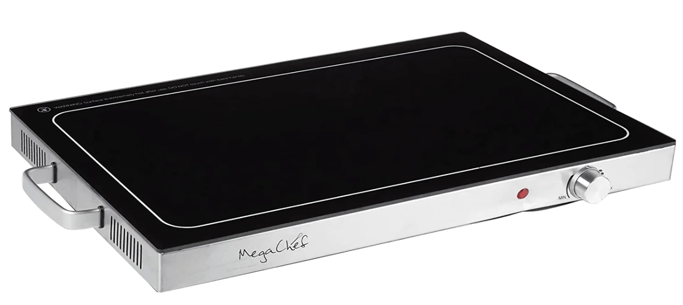 Megachef Electric Warming Tray With Adjustable Temperature Control, 24 In, Silver, Black