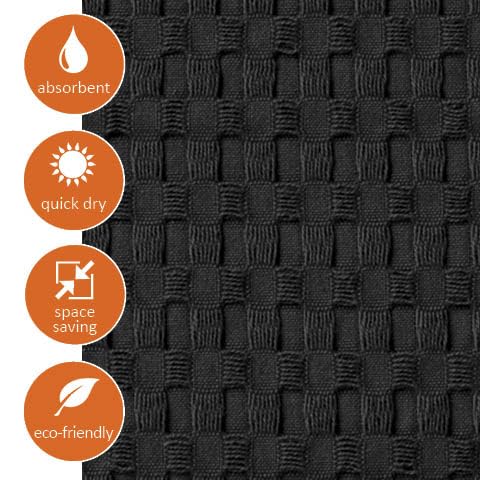 Gilden Tree Waffle Towel Quick Dry Thin Exfoliating 4 Pack Washcloths For Face Body, Modern Style (Faded Black)