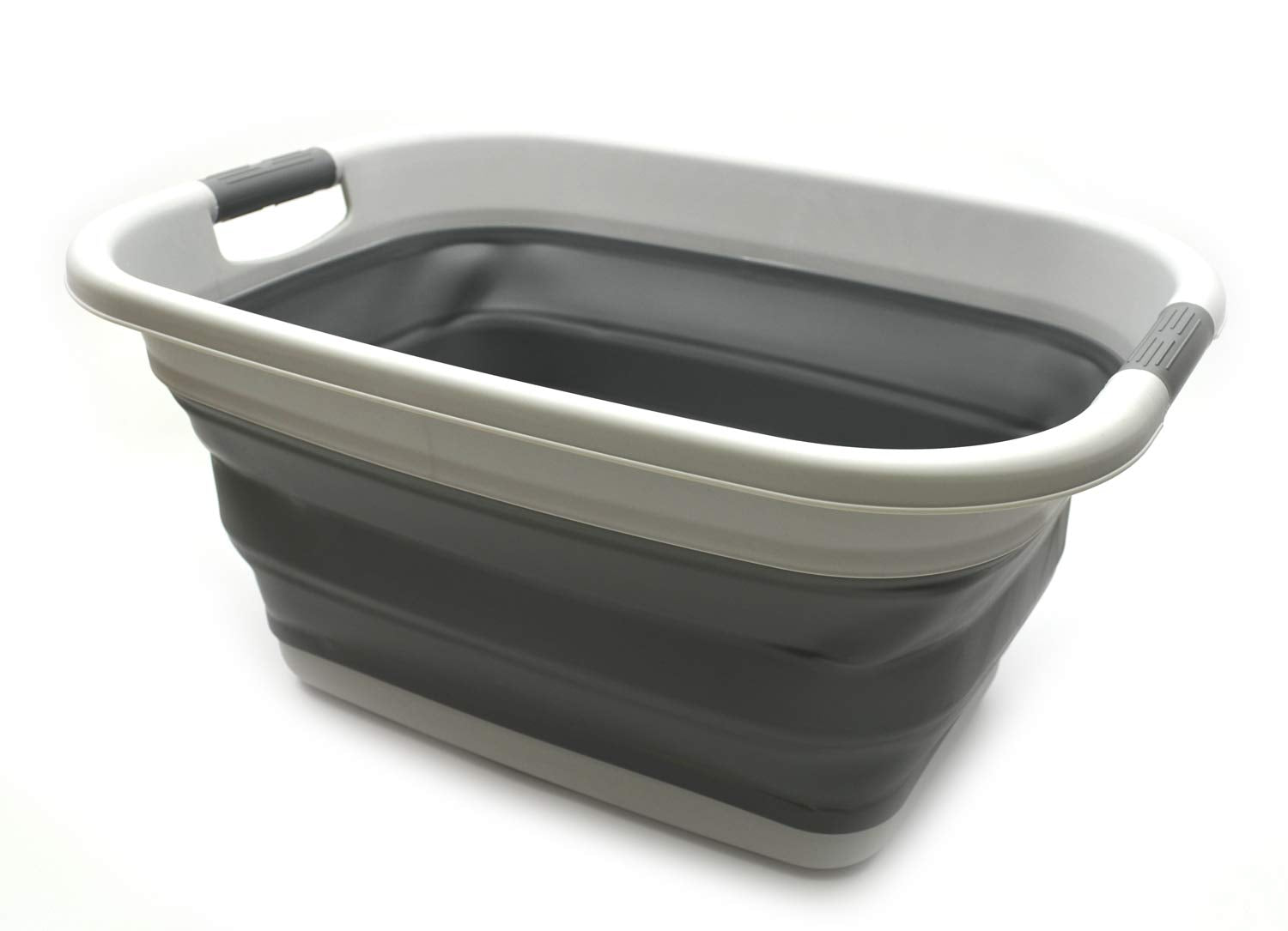 SAMMART 31L (8.1 gallon) Collapsible Plastic Laundry Basket-Foldable Pop Up Storage Container-Portable Washing Tub - Space Savin