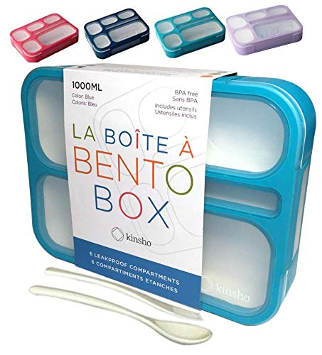 Kinsho Bento Lunch-Box For Adults Kids Lunches, Portion Control Container Boxes For Women Girls Boys  Leak-Proof Snack Container