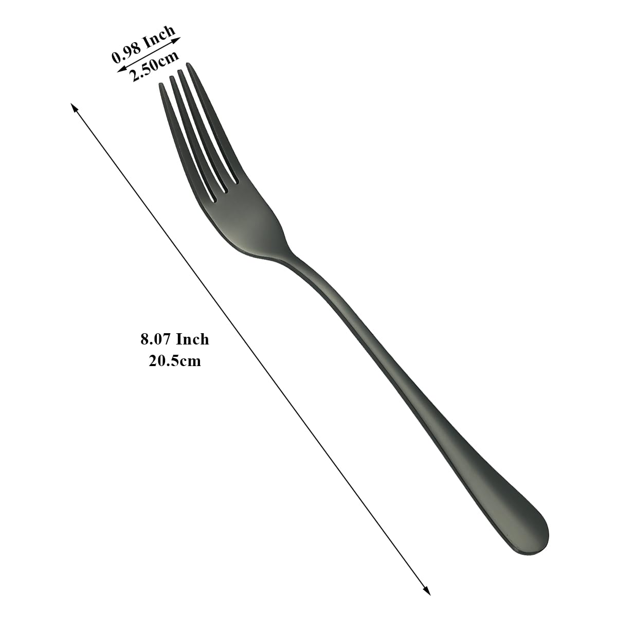 Evanda Black Dinner Fork 12 Pieces  Black Titanium Plating Stainless Steel 8.07inch Forks  Cake Forks  Table Forks Dessert Forks  Easy To Clean  Dishwasher Safe