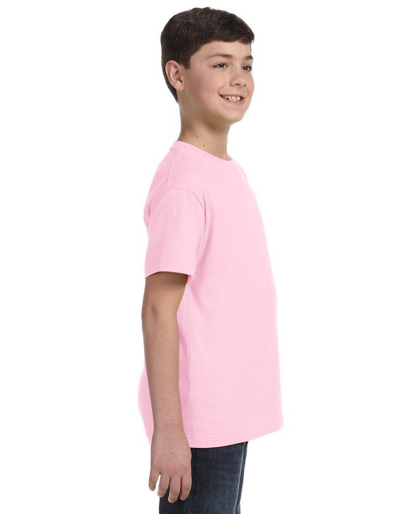 LAT Youth 100% Cotton Jersey Crew Neck Short Sleeve Tee  Pink  Medium
