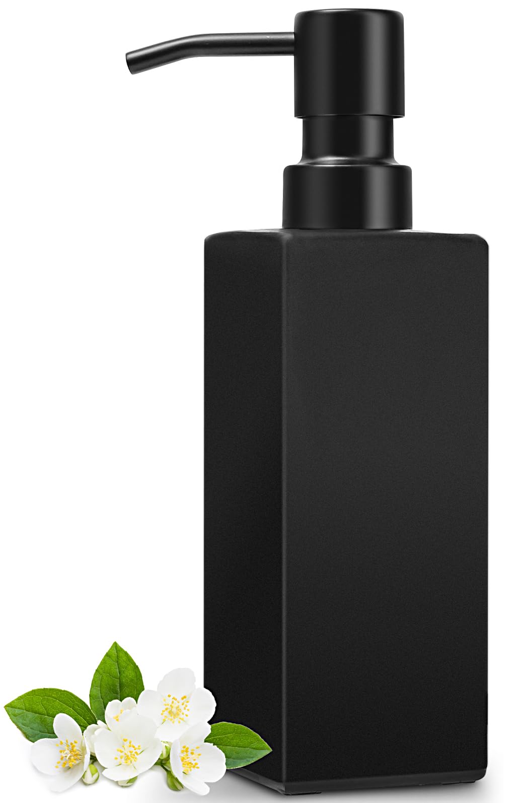 Gmisun Black Soap Dispenser, Soap Dispenser Bathroom, Glass Hand Soap Dispenser With Stainless Steel Pump, 12Oz Dish Soap Dispen