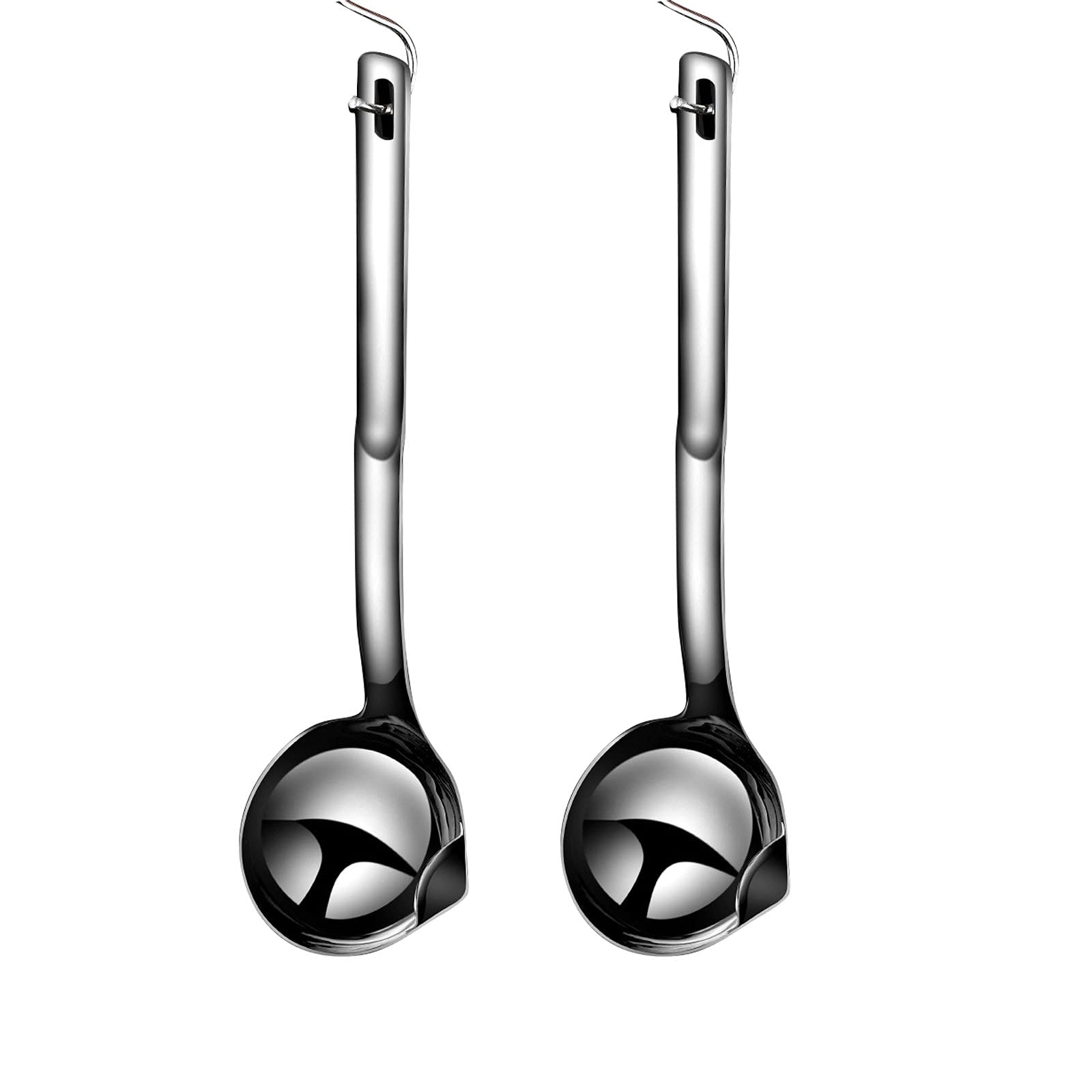 Gravy Ladle With Anti-Scalding Handle Stainless Steel Grease Separator Soup Spoon Ladle For Cooking (2, Silver)