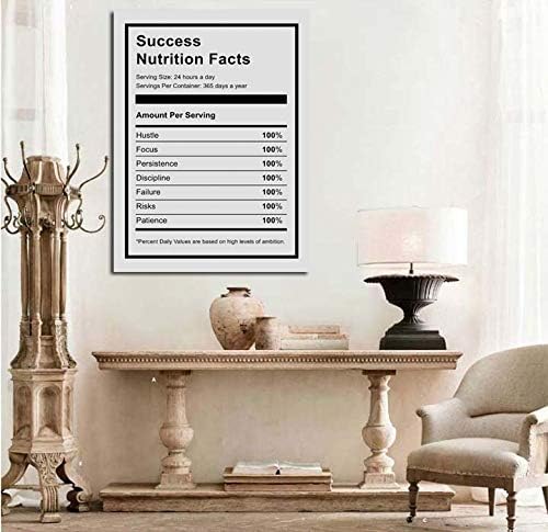 Success Nutrition Facts Office Quotes Motivational Canvas Wall Art- Entrepreneur Inspirational Artwork Canvas Print Picture Fram