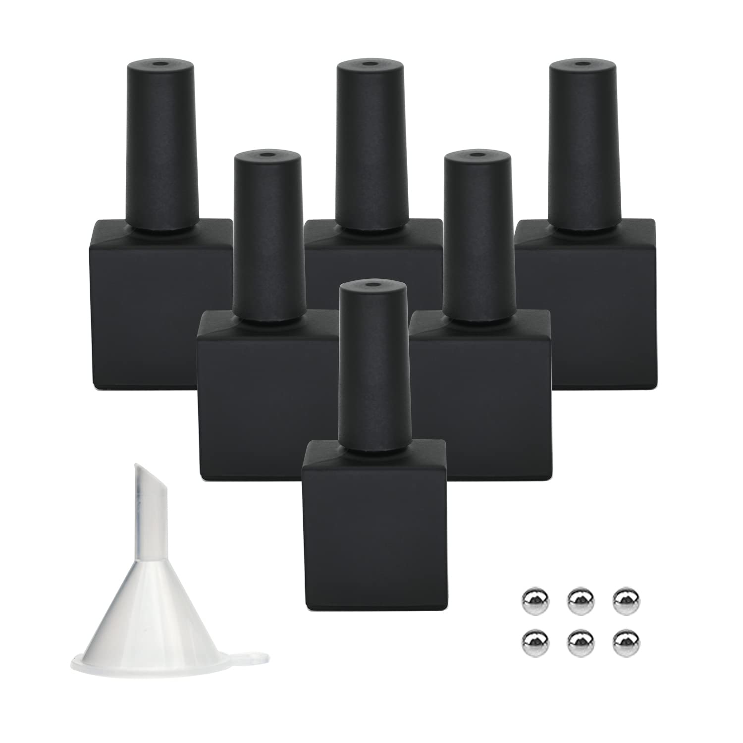 Agidea Empty Nail Polish Bottles With Brush, 10Ml Empty Gel Polish Bottles Black, Opaque Square Glass Refillable Fingernail Poli