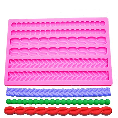3D Pearl Knit Rope Silicone Mold Fondant Mould Cake Border Decorating Molds Gumpaste Kitchen Diy Baking Decorating Cake Tools Ho