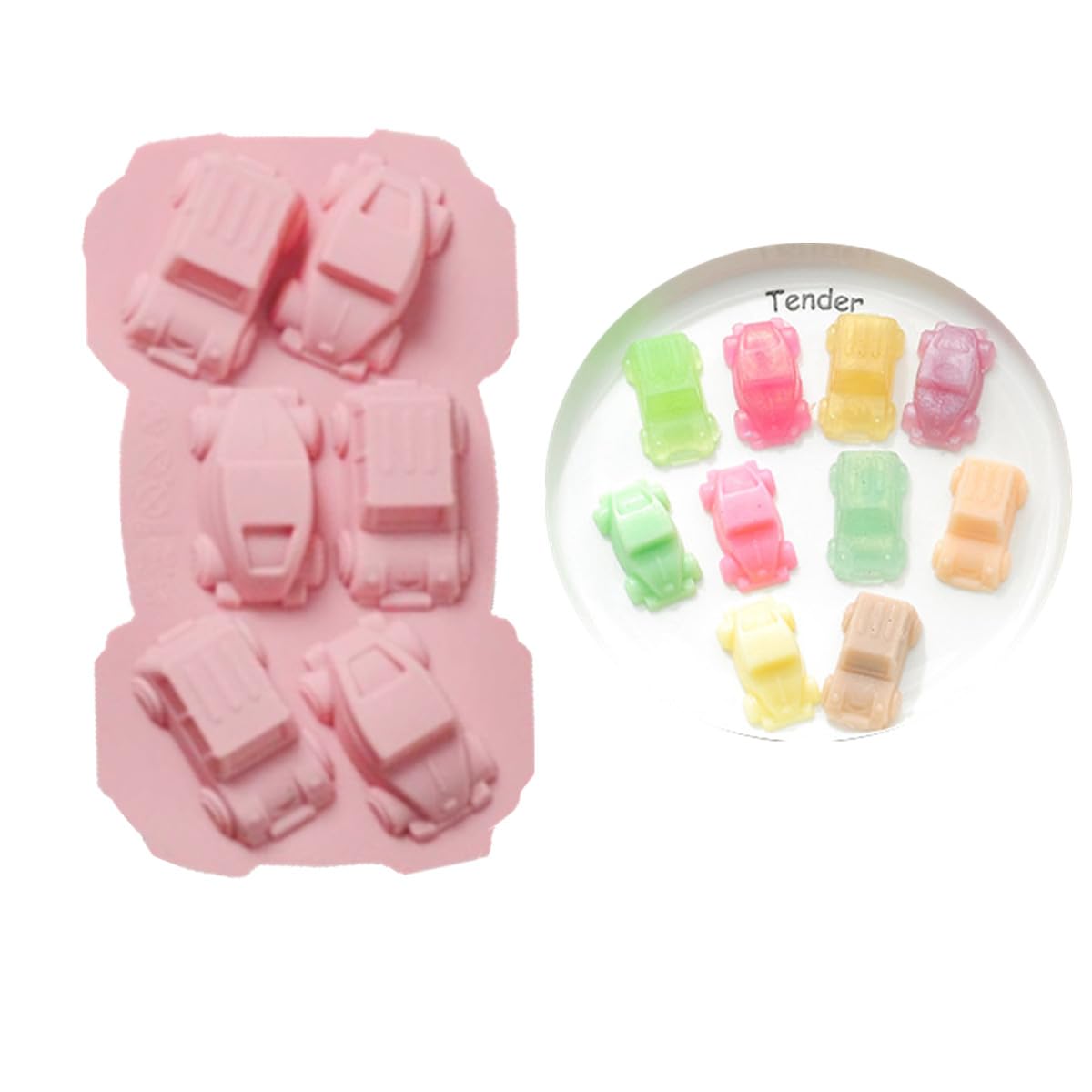 Cute Car Ice Cube Trays Silicone Chocolate Mold Wax Melt Molds Easy Release Ice Trays Non-Stick Chocolate Soap Pudding Jello Ice
