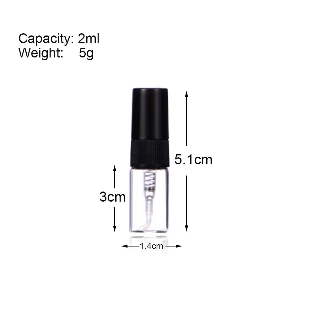 Enslz 2Ml Mini Perfume Mist Spray Bottles Refillable Mini Empty Travel Clear Refillable Atomizer Glass Bottles 30Pcs (2Ml)