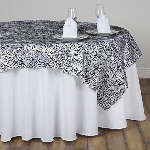Balsacircle 90X90-Inch Black And White Mini Zebra Print Table Overlays - Wedding Reception Party Catering Table Linens Decoratio