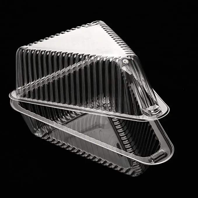 25 Cake Slice Containers With Lids | Hinged Medium Disposable Plastic Cake Containers | Clear Cheesecake Container, Individual C