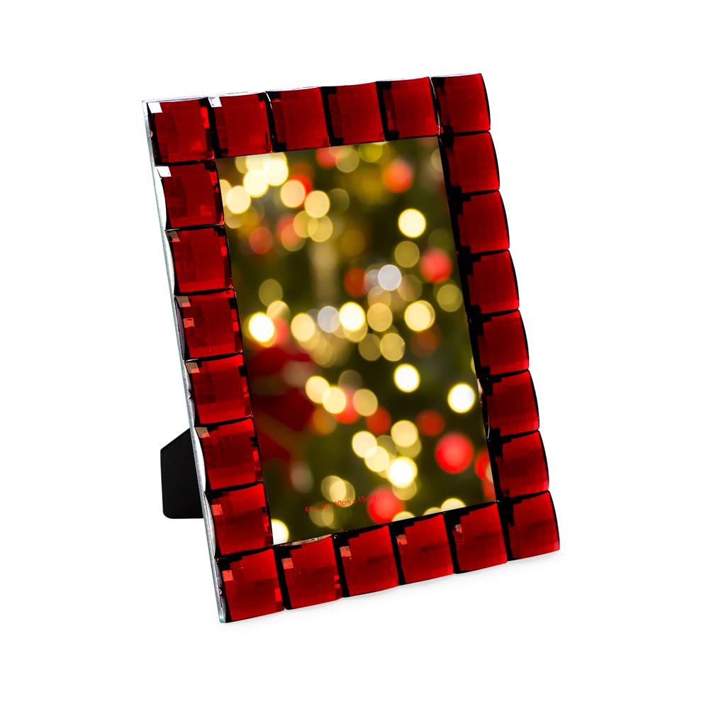 Isaac Jacobs Decorative Sparkling Jewel Picture Frame, Photo Display & Home D  cor (4x6, Dark Red)