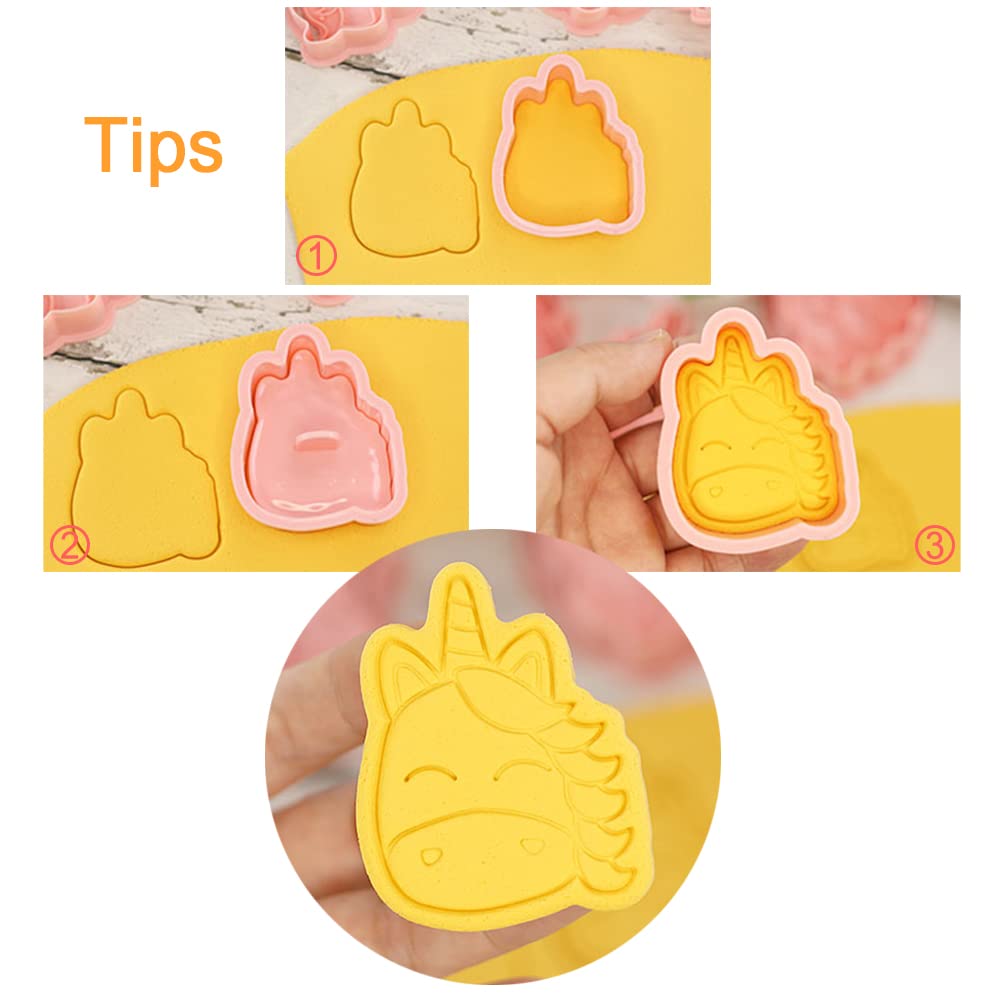 Tuxxzis 8-Pcs Unicorn Cookie Cutters Set 3D Unicorn Cookie Cutters For Baking Unicorn Birthday Party Favors And Supplies