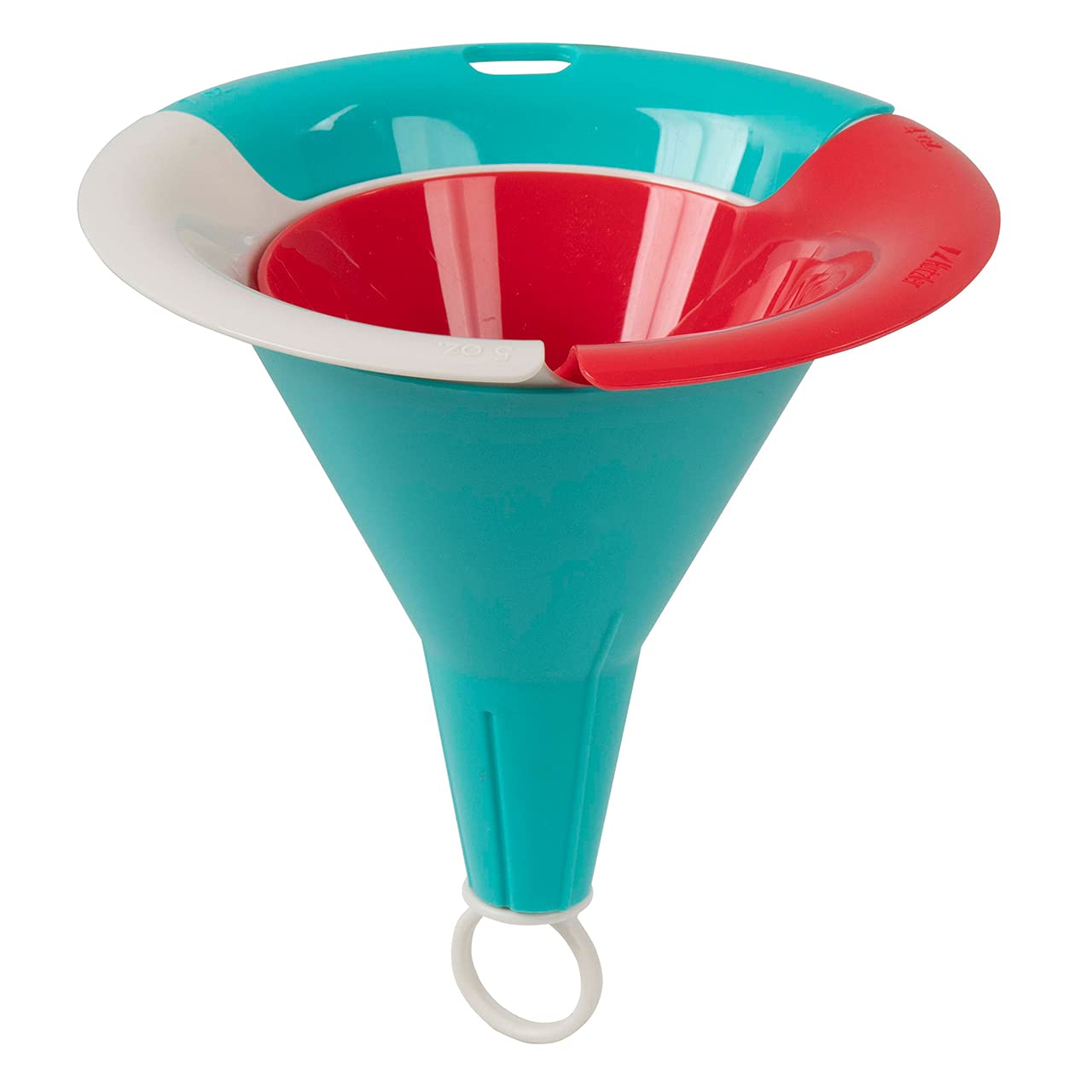 Hutzler Interlocking Funnel Set, Set Of 3, Red/White/Turquoise