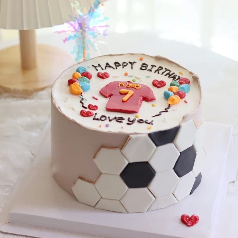 Soccer Ball Cookie Cutter,Hexagon Cookie Cutter,Football Cake Decorations - 4 Sizes Geometric Biscuit Cutters Sandwiches Pastry