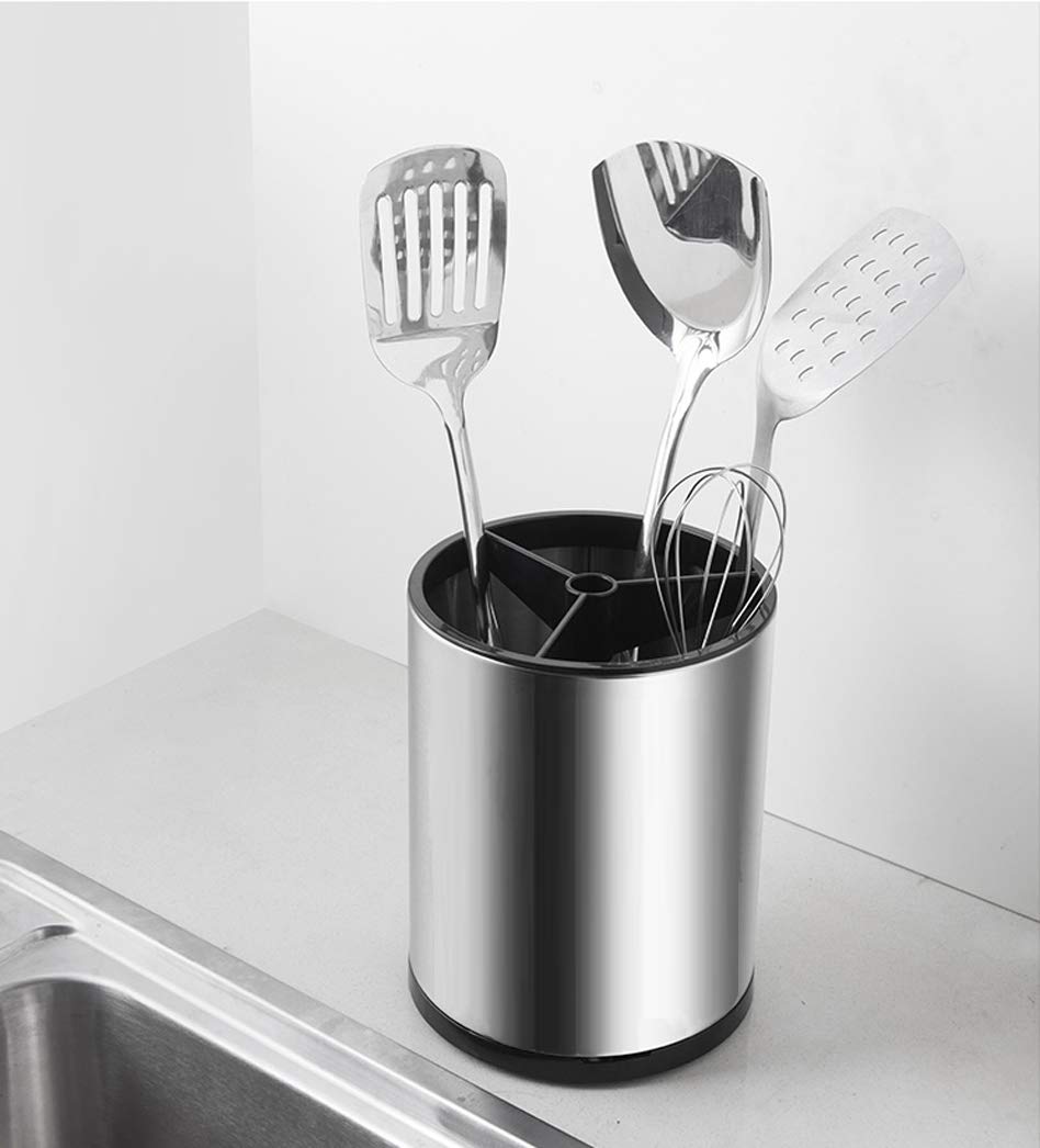 Wskc Stainless Steel Rotating Utensil Holder, 6.2L X 6.2W X 8H