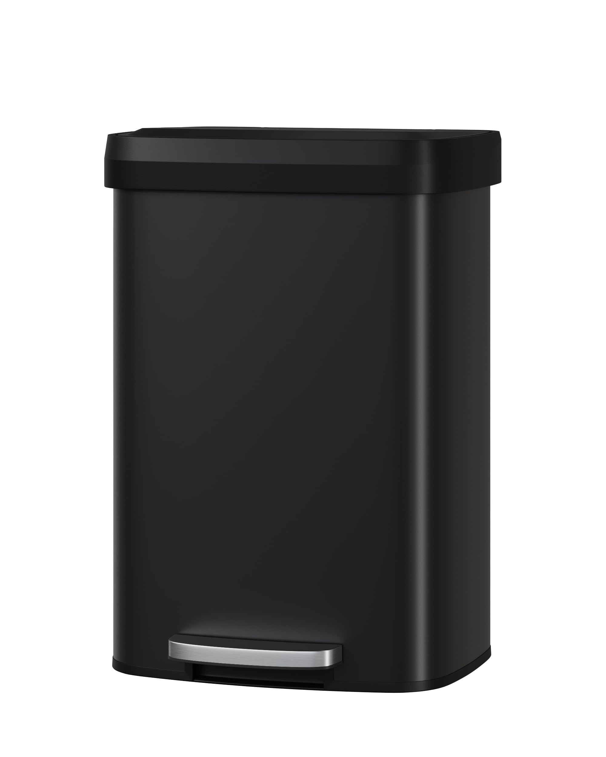 Garvee 13 gal / 50 L Metal Trash Can with Lid, Large Garbage Can for Kitchen, Rustproof Step-on Kitchen Metal Trash Bin with Lin