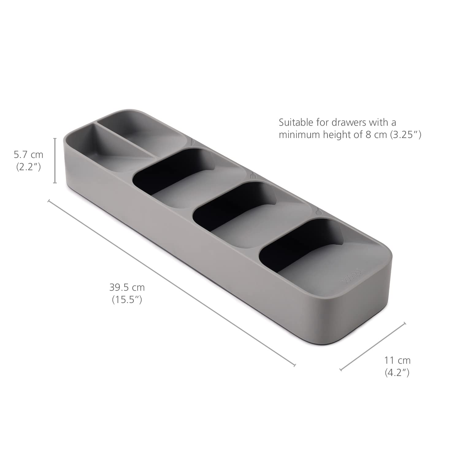 Joseph Joseph Drawer Store - compact cutlery Drawer Organizer  5 compartments  holds 24+ pieces - grey