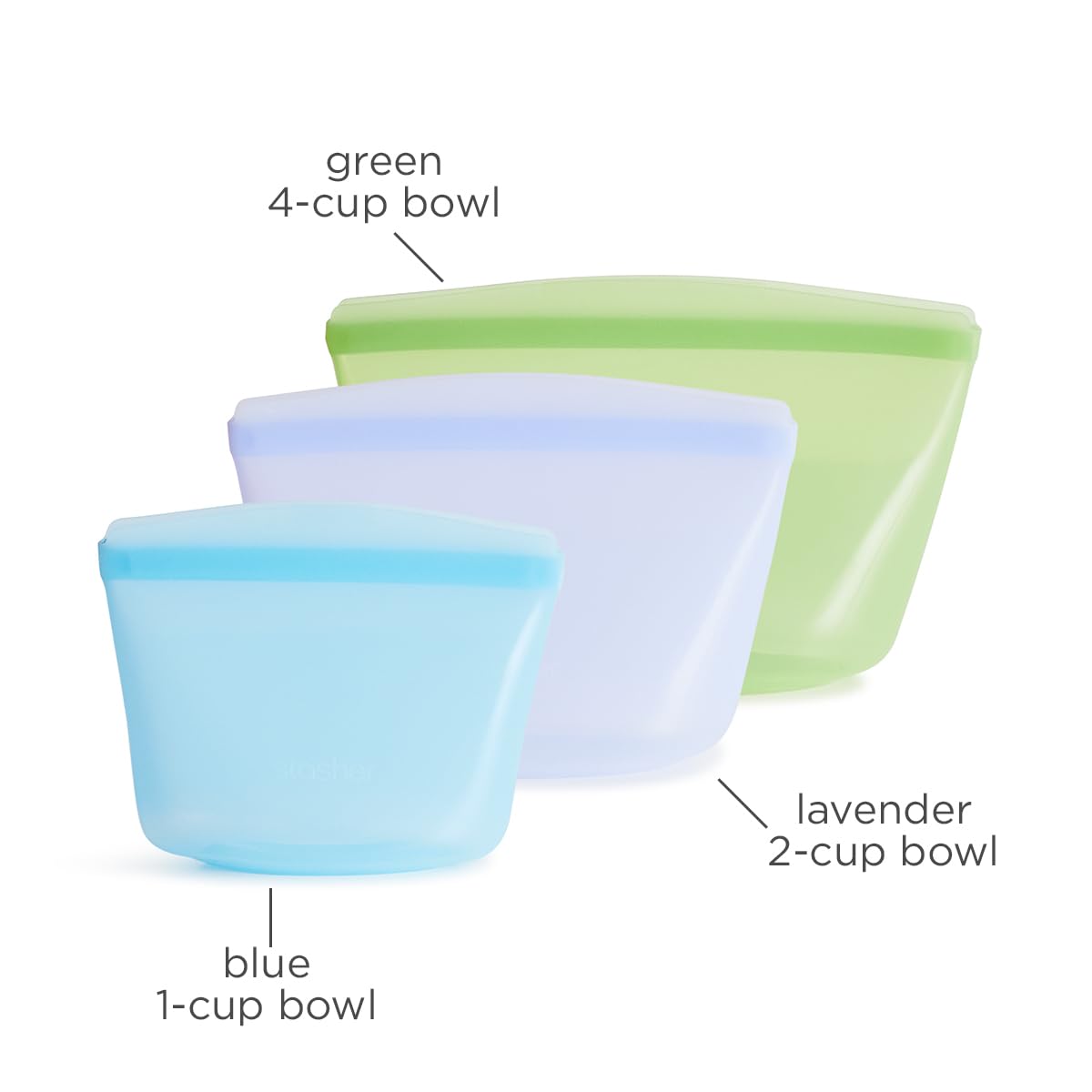 Stasher Premium Silicone Reusable Food Storage Bags, 3-Pack, Multi | Multi-Use Food Storage Bags, Lunch Bag, Travel Containers |
