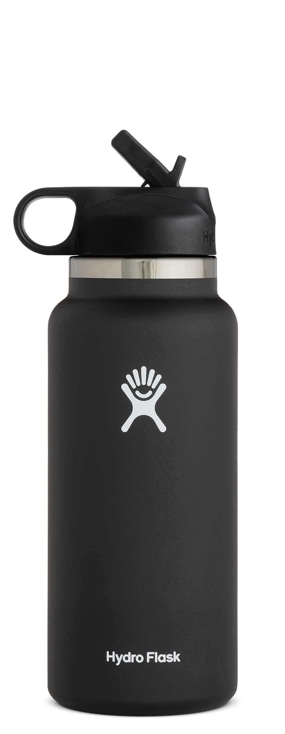 Hydro Flask Water Bottle - Wide Mouth Straw Lid 2.0-40 Oz, Black