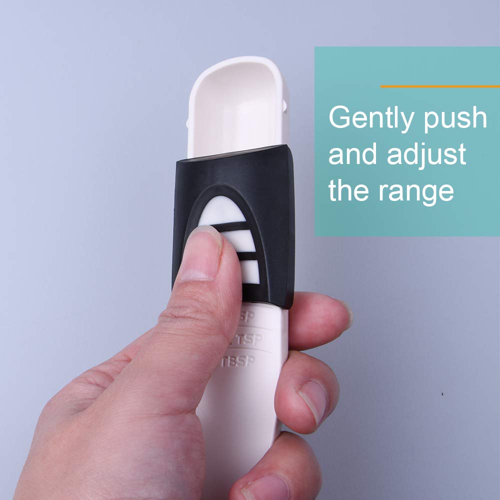 Adjustable Measuring Spoon White,Creative Double End Adjustable Scale, Eight Stalls Measuring Spoon,Measuring Dry/Semi-Liquid In