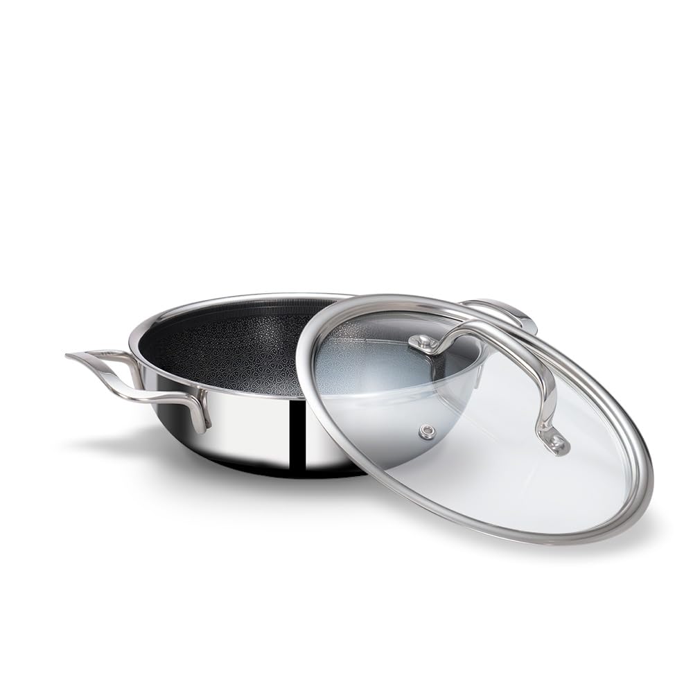 Arttdinox Stellar Triply Stainless Steel Kadhai With Lid | Non-Stick Kadai For Cooking | Gas & Induction Base, 26Cm/3.2Ltr, Jind