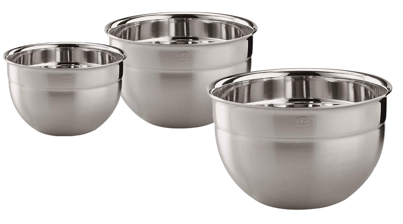 Rosle 3 Piece Stainless Steel Mixing/Prep Bowl Set, (1.7Qt, 3.3Qt, 5.7Qt)