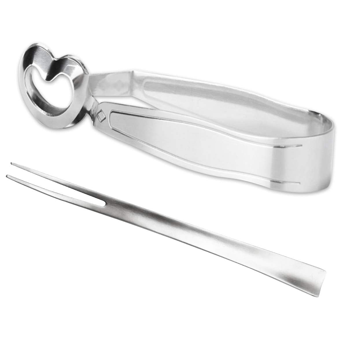 Goodfeer 6 Pcs Escargot Tongs Stainless Steel Kitchen Food Tongs With Seafood Forks For Snails, Fruit Salad/Cake, Tea Bag, Ice F
