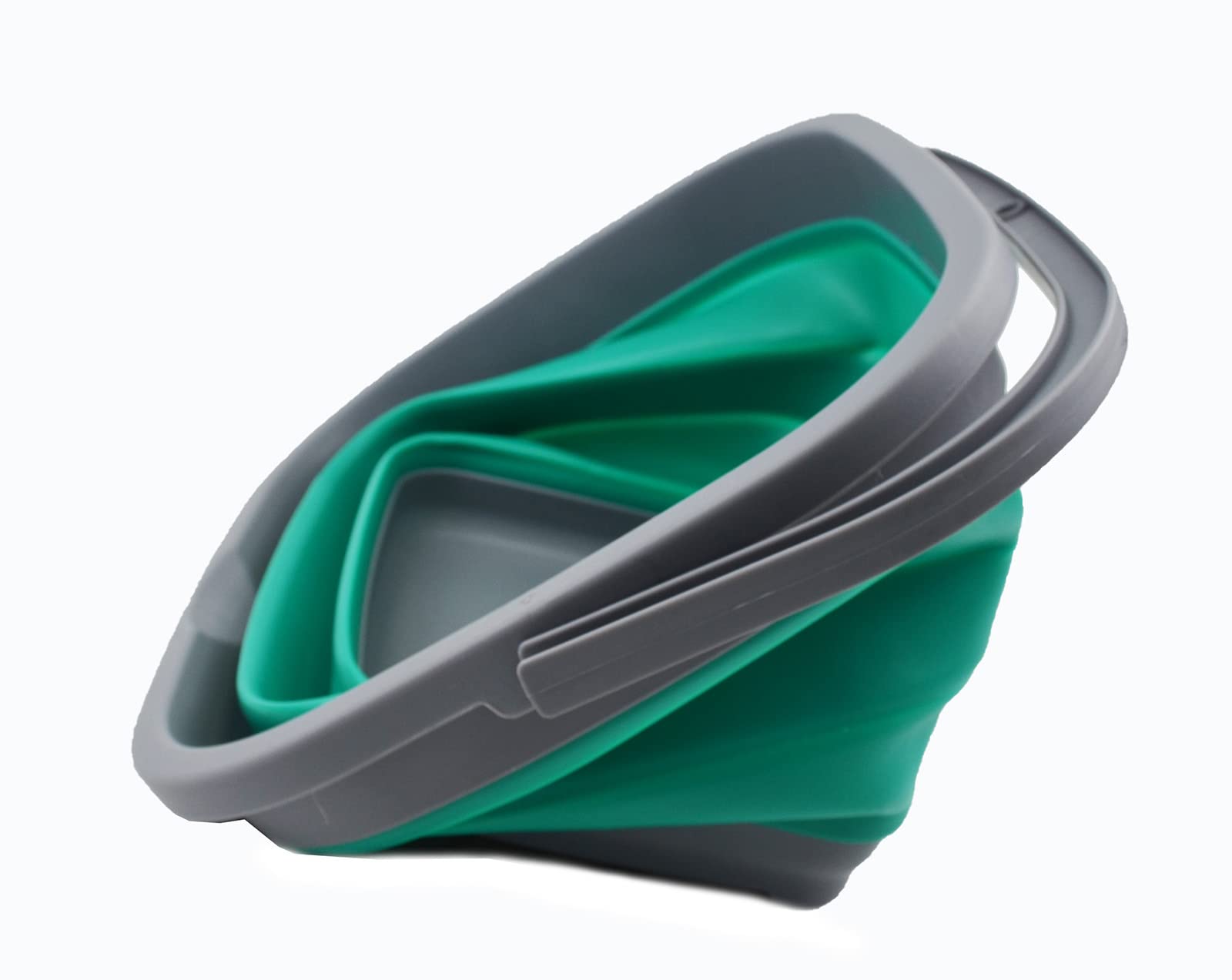 SAMMART 11L (2.9 Gallon) Collapsible Rectangular Handy Basket/Bucket (1  Dark Grey/Bluish-Green)