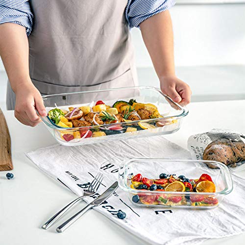 8-Piece Deep Glass Baking Dish Set with Plastic lids Rectangular Glass Bakeware Set with Lids  Baking Pans for Lasagna  Leftovers  Cooking  Kitchen  Freezer-to-Oven and Dishwasher  Gray