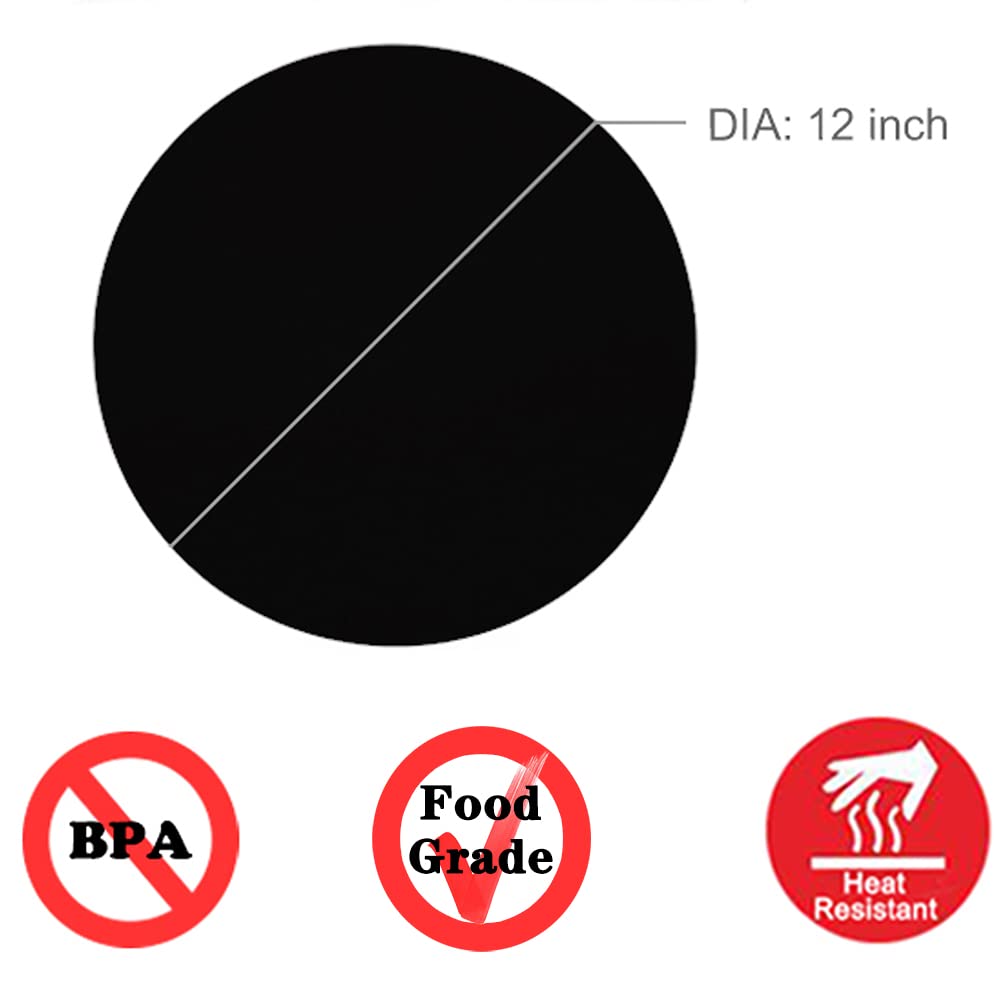 Silicone Microwave Mat 12 Inch, Non Stick Turntable Mat For Kitchen, Bpa Free Multi-Purpose Heat Resistant Oven Mat 2 Pack (Blac