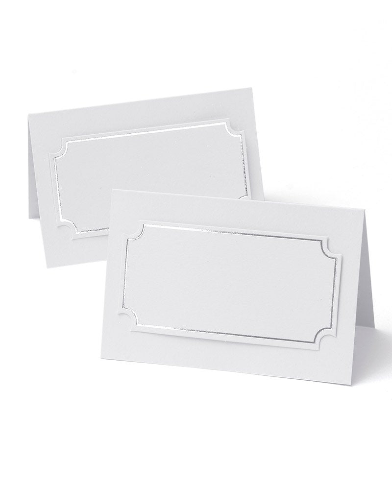 Gartner Studios Silver Foil Place Cards, Gray, 3.75    x 2.5   , Set of 50