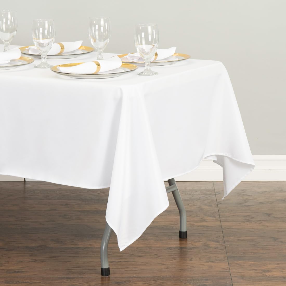 Ltc Linens 2 Pack White Rectangular Tablecloths 60 X 126 Inch For 8 Feet Rectangle Banquet Tables With Half-Drop - Stain And Wri